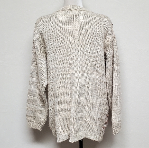 VINTAGE 90s Cabin Creek Beaded Autumn Leaf Loose Knit Textured Pull-over Sweater - Picture 11 of 14